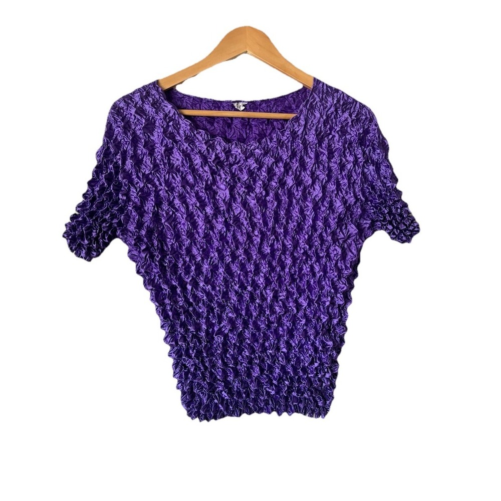 Vintage Y2K Purple Popcorn Shirt Whimsigoth Fairycore Textured Bubble Top